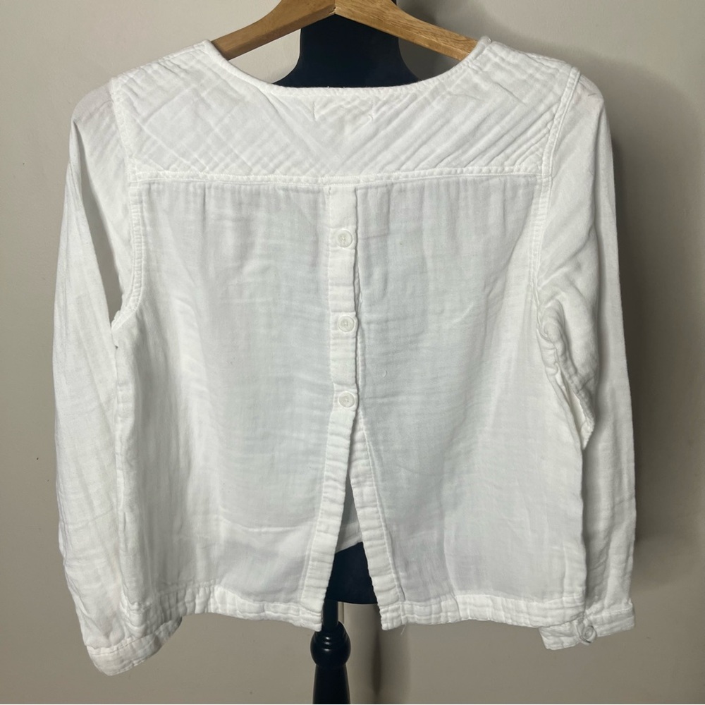 Cloth & Stone Anthropologie Women’s White Cotton Gauzy Back Button‎ Top Sz M - Picture 5 of 9